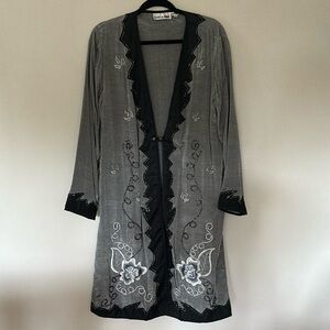 Beautiful Long Jacket Duster Sz L Amazing Details Made in India NEW (old stock)